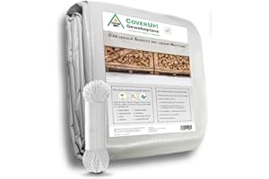 CoverUp! Telo impermeabile bianco 2.0 x 3.0 120 g/m² con 12 m corda e occhielli in alluminio – resistente ai raggi UV e strappi – copertura esterna universale