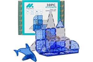 Leftfield Toys Magnetics | Magnetic Tiles Sea Life Set | 30 Piece Educational Ocean-Themed Building Toy for Children Ages 3+ Years