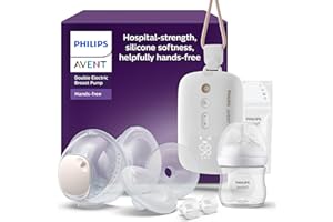 Philips Avent podwójny laktator elektryczny niewymagający użycia rąk, silnik klasy szpitalnej, naśladujący rytm picia dziecka, odciąganie pokarmu do 85 razy na minutę, SCF547/11