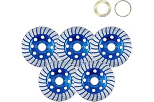 SALI 5pcs Diamond Concrete Grinding Wheel 4 1/2 inch for Polishing and Cleaning Stone Surface, Cement, Marble, Rock, Granite, and Thinset Removing, Angle Grinder Segment Wheels Cup 115 * 22.2MM