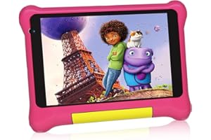 Nicewise 7 inch Kids Tablet with Quad Core Android 13, Parental Control, Kidoz Installed, Eye Protection, 32GB, Dual Camera, WiFi, Bluetooth, Learning Children Tablet for Kids with Case, Pink