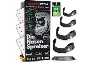 ‎CHERRYCROW CherryCrow - Die Nasenspreizer | (15 Stück) Magnetische Nasenpflaster für besseres Atmen & Schlafen - Starter Kit Magnet Strips Nose Dilator - Black Edition (Starter Kit)