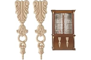 Hezhou 2 Pezzi Applique per Angoli intagliati in Gomma Fregi in Legno Decorativi Decorazione In Legno Intagliato Decorazione Applique In Legno Applique Lungo Intagliato Vintage Stile (L)