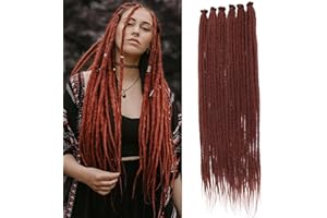 Leeven 24 Zoll Copper Red Dreadlock Extension 40 Strands Synthetic Handmade Auburn Crochet Dread Locs 0.6 Width Dreads Extensions Hippie Single Ended Dreadlock /350#