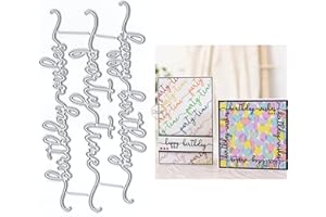 DzIxY Happy Birthday Words Metall-Stanzformen für Kartenherstellung, Prägepapier, Stanzformen, Album, Scrapbooking, Vorlagen, Schablonen, Aufbewahrungstaschen