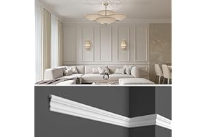 CREATE LUXURY GRAND DECOR Cornici boiserie per parete, 12 metri, in duropolimero bianco robusto (meglio del polistirolo e gesso), da applicare a muro, 12 pezzi da 1 metro HCR524