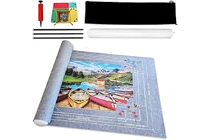 BangShou 2000 Pièces Tapis de Puzzle,Puzzle Mates Roll Gonflable,Feutre Jigsaw Mat Board,Tapis de Rangement pour Puzzle,Économiseur de Puzzle Pliable avec Pompe Gonflable