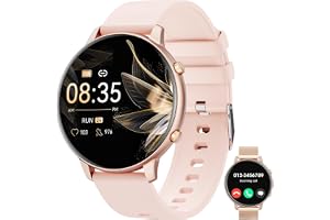Hwagol Smartklocka (svar/ringa samtal), 1,8 tum fitnessmätare, smartwatch hjärtfrekvens/sömnövervakning/stegräknare/kalorier, 140+ sportlägen, vattentät fitnessklocka för kvinnor för Android iOS