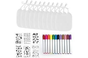 Idota Śliniaczek do malowania baby shower, 10 sztuk, śliniaczek dla niemowląt do malowania, 12 kolorowymi pisakami tekstylnymi i 6 szablonami do malowania, pomysły na baby shower, gry dla chłopców i