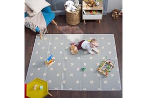 Bubba Bear Mata dla niemowląt, mata do zabawy dla niemowląt, 200 x 150 x 1 cm, dwustronna i nietoksyczna, gruba, składana, wodoodporna pianka, mata do raczkowania, mata podłogowa dla dzieci