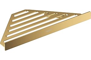hansgrohe AddStoris - Tablette d'angle murale, Panier de douche, Étagère d'angle salle de bain, Étagère de douche d'angle, Porte-savon douche, Accessoires salle de bain, Aspect doré poli, 41741990