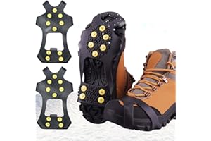 SFSSHUI Tacos Nieve,Crampones Antideslizante,Crampones Nieve Hielo,Racos de Hielo,Grips Crampones,Crampones Ligeros de 10 Dientes Antideslizante Nieve Hielo para Esquí Senderismo Acampada.