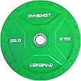 GYMENIST Bumper Plates Commercial Olympic Size Heavy Duty Weight Plates for 2 Inch Barbell (25 Lb - Green) (G341-25)
