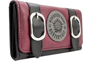 ERKIC Super Natural Winchester Bros Kit de Chasseur de Monstres Porte-Monnaie Tripliant Poche à Pièces & Porte-Carte, Rouge
