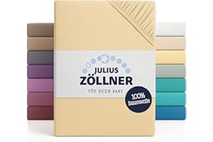 Julius Zöllner Sábana Bajera Ajustable para Cuna y Cuna, 100% algodón, Certificado Öko-Tex Standard 100, tamaño: 60 x 120 cm/70 x 140 cm, 1 Unidad, Banana