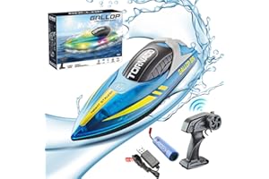 Mineup Ferngesteuertes Boot, 2,4 GHz RC Boot Mit LED-Licht, 15 KM/H Einstellbar Speedboot, Rennboot RC Für Kinder Erwachsene, Speedboot Ferngesteuert Für Kinder Ab 3 4 6 8 Jahre