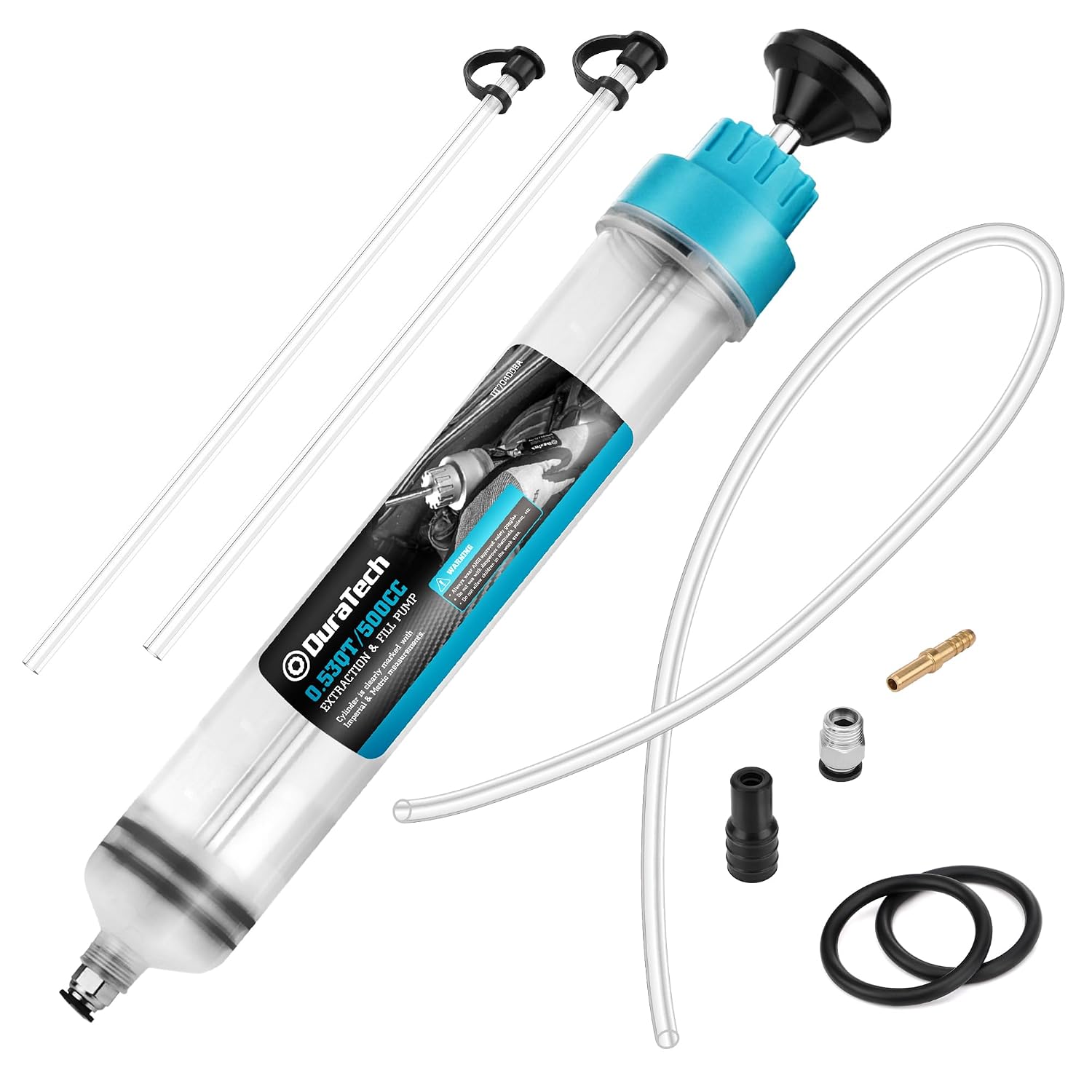 DURATECH oliespuit 500 ml, motorolie-extractie | Oliespuit met versnellingsbak met verlengbuis, handmatig zuigen en vullen van brandstof en vloeistof