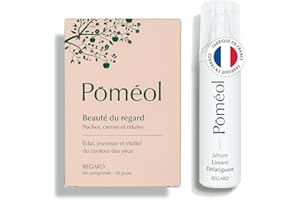 POMÉOL ǀ PACK CONTOUR DES YEUX ǀ Anti-poches, Cernes et Rides ǀ Complément 30 jours + Sérum Hydratant Regard | Drainage & Décongestion ǀ Hydromarc, Acide Hyaluronique, Collagène, Zinc, Vitamines