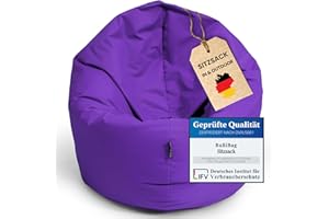 ‎BUBIBAG BuBiBag Sitzsack für Kinder und Jugendliche - geeignet als Bodenkissen, Sitzkissen oder als Gaming Sitzsack, geliefert mit Füllung (70 cm Durchmesser, lila)