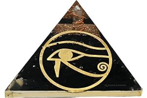 AMAZING GEMSTONE Pirámide de orgonita de Shungite para protección y protección de energía negativa | Pirámide Organita de cristal natural (Oye of Horus)