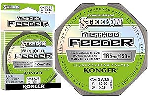Konger Ligne de pêche Steelon Method Feeder Fluorocarbone Coated Monofilament Bobine 150 m 0,18-0,30 mm