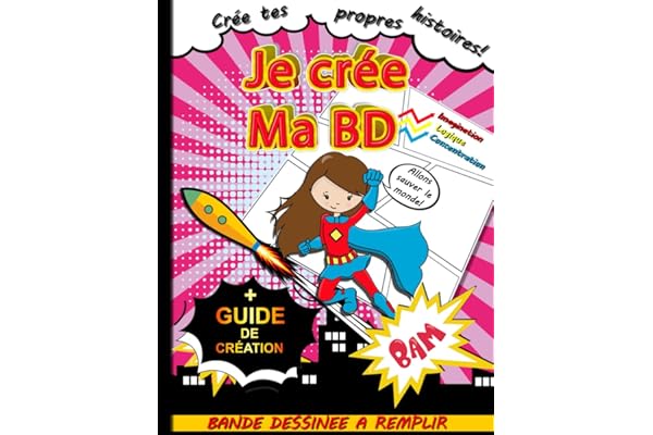 BD A FAIRE SOI MEME: Cahier de 110 Planches à Remplir pour Créer Sa Propre BD | Livre Conçu Spécialement pour Chaque Fille et Adolescente Qui Aime Créer Sa Bande Dessinée (avec Bulles De Dialogue)