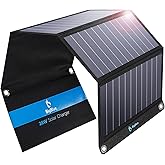 BigBlue 28W Solar Charger Foldable with Digital Ammeter, Outdoor Solar Powered Charger With SunPower Solar Panels Dual USB Po