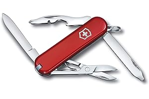 Victorinox Navaja suiza de bolsillo Rambler, pequeña, 10 funciones, Hecha en Suiza, multiherramienta con destornillador Phillips, tijeras, rojo