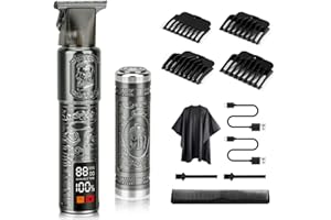 PIPPIXIA Beard Trimmer Men,Professional Hair Clippers for Men with 1.6" LCD Display,Cordless Rechargeable Hair Trimmer Shaver Set for Barbers & Home,USB Zero Gapped T Blade Hair Cutting Kit,Gift for Men-Silver