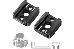 NEEWER Cold Shoe Mount Adapter, Cold Shoe Bracket with 1/4" Thread, Compatible with SmallRig DSLR Camera Cage Microphone LED Light Monitor and More (2 Pack, ST26)