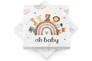 HAPPIRRA 40 Stück Servietten Babyparty, Oh Baby Servietten Babyparty Deko, Serviette 1. Geburtstag Kindergeburtstag, Geburtsfeiern Junge und Mädchen