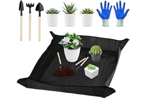 KATELUO Impermeable Estera de Jardinería, Cojín de Plantación, Plegable, Alfombrilla de trasplante para Suculentas, Planta (100x100cm, Negro)