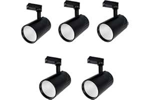 Jandei - Pack x5 Foco Techo Led Carril 30W, Blanco Neutro 4200K, 3000 Lúmenes, 185V-265V AC Monofásico, Alumi (Negro)