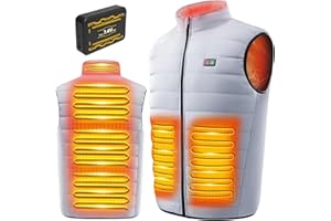 LABEWVI Gilet chauffant, veste chauffante homme avec batterie incluse, 25000mAh/12000mAh 7,4V/5V blouson chauffant homme, manteau Électrique avec 3 Niveau de chauffant | 6 zones chauffante, Hiver Vêtement