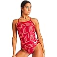 Arena Puzzled Light Drop Back Women's One Piece Swimsuit for Competitive or Casual Swim, Ladies Bathing Suit