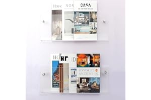 Gwezmxs Zeitungsständer Wand Acryl Modern, Magazine Shelf, Abgerundetes Rechteck, 2 Stück, 30x15cm, Transparent