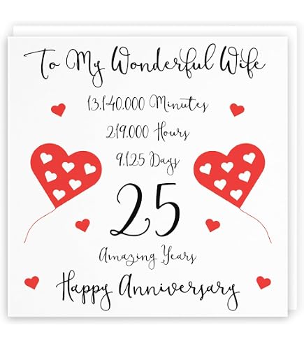 Handgefertigte Glückwunschkarte Zum 25. Hochzeitstag – Liebeslinien-Design Mit Glitzer & Strass