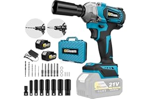 Gisam 650Nm Akku Schlagschrauber, 1/2 Zoll Multifunktional Akkubohrer & Elektrischer Schraubendreher mit 2 x 4Ah Akkus und Steckschlüsselsatz, 18tlg. 3 in 1 Werkzeug Set für Reifenwechsel