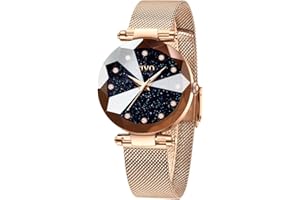 CIVO Montre Femme Analogique Quartz Acier Inoxydable Montre Ciel étoilé Bracelet à Etanche Luxe Mode Montres pour Femme Cuir Entreprise Élégant