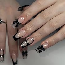 Cosmeria Press On Nails – 24 Stück Künstliche Nägel Zum Aufkleben, Glänzend Quadratisch, Mit Feile & 36 Sticker