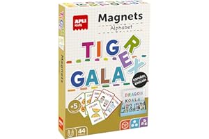 APLI Kids 19443 - Juego de Abecedario magnético con Tablero y fichas para Aprender a Escribir hasta 30 Palabras en 2 Idiomas. Imanes educativos Infantiles para niños a Partir de 5 años
