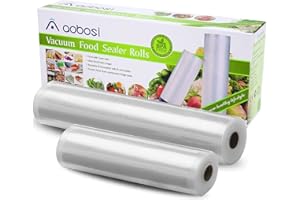 AAOBOSI Aobosi Recyclable Vacuum Sealer Bags - No BPA & LFGB Approved Reusable Food Storage Bags 2 Pack Roll 20cmX6m and 28cmX6m,for Sous Vide Cooker and All Vaccum Food Sealer Machines