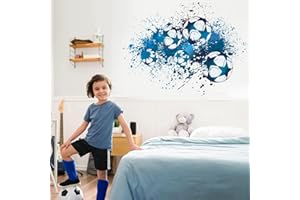 TOARTi 3D Wall Stickers - Blue Football & Soccer Vinyl Art Decal for Kids & Teen Boys' Bedroom