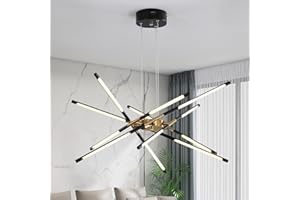 minifair Moderne Sputnik-Kronleuchter, LED-Deckenleuchte, Schwarz und Gold Kronleuchter, eingebettete Pendelleuchten neue Kunst Hängelampen für Esszimmer,Küche,Schlafzimmer,Wohnzimmer (Dimmbar)