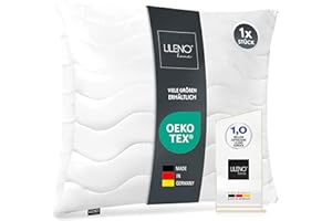 LILENO HOME Poduszka pod głowę 50 x 50 cm [1 zestaw] jako wypełnienie poduszki – łóżko lub poduszka dekoracyjna z zamkiem błyskawicznym do dopasowania – nadaje się do prania w temperaturze do 95° –