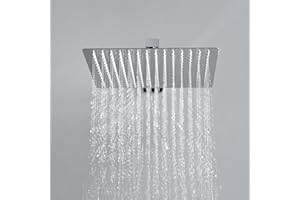 JOHO Soffione Doccia da Parete in Acciaio Inox 304 con Ugelli Antiicalcare (30x30cm quadrato)