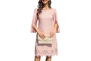 COOAN Women's Formal Festive Dress Wedding Guest Dresses Cocktail Lace Sequins Evening Dress