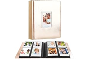 RUIBYTREE 288 Vertical Photos for Instax Mini Photo Album, Front Window, For Polaroid Book Album 2x3 For Fujifilm Instax Mini 12 11 9 8 40 Film, Polaroid 300, HP Sprocket, K-pop Photocards (Gold)