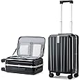 Hanke Luggage Hard Shell Suitcase Cabin Size 4 Wheel Hand Luggage Cabin Suitcase, Carry on Luggage 20 Inch Aluminum Suitcase with TSA Locks Lightweight Travel Suitcase & Front Opening,Black