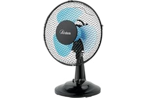 ARDES - AR5EA23B Ventilateur de Table 2 Vitesses Silencieux 3 PALES NEW EASY 23 - Ventilateur Oscillant Total Black à Inclinaison Verticale et Commande Manuelle